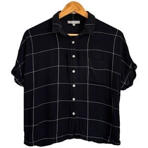 Fun2Fun Windowpane Grid Boxy Button Down Collared Shirt 90s Preppy